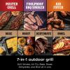 imageNinja OG701 Woodfire Outdoor Grill ampamp Smoker 7in1 Master Grill BBQ Smoker Air Fryer plus Bake Roast Dehydrate ampamp Broil uses Woodfire Pellets1 Pack Included Portable Electric Red
