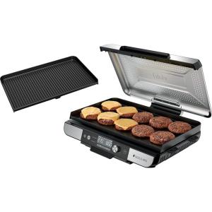 image:imageNinja Sizzle Pro XL 20Inch Indoor Griddle  Grill Detachable Ventilated Lid Grease Control Ceramic Nonstick Plates Even EdgetoEdge Cooking XL Capacity Versatile Silver GX101 Renewed
