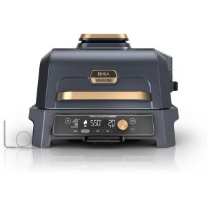 image:imageNinja Woodfire Pro Connect XL Outdoor Grill amp Smoker  Bluetooth App Enabled  7in1 Grill BBQ Smoker Outdoor Air Fryer  Woodfire Technology  BuiltIn Thermometer  Black amp Gold  OG951BK1Blue  Gold
