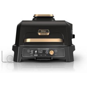 image:imageNinja Woodfire Pro Connect XL Outdoor Grill amp Smoker  Bluetooth App Enabled  7in1 Grill BBQ Smoker Outdoor Air Fryer  Woodfire Technology  BuiltIn Thermometer  Black amp Gold  OG951BK1Black  Gold
