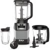 image:imageNinja AMZ493BRN Compact Kitchen System with AutoiQ Blender Food Processor Combo Blend Chop Mix Doughs 1200 Watts Dishwasher safe 18 oz Cup blackgrey Renewed