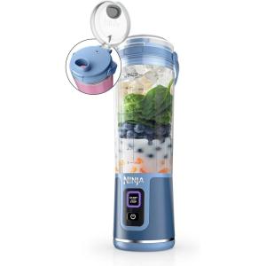 image:imageNinja Blast Portable Blender Cordless 18oz Vessel Personal Blender ForShakes and Smoothies BPA Free LeakproofLid and Sip Spout USBC Rechargeable Dishwasher Safe Metallic Black BC151MBDenim Blue