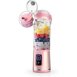 image:imageNinja Blast Portable Blender Cordless 18oz Vessel Personal Blender ForShakes and Smoothies BPA Free LeakproofLid and Sip Spout USBC Rechargeable Dishwasher Safe Metallic Black BC151MBPink