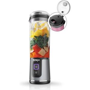 image:imageNinja Blast Portable Blender Cordless 18oz Vessel Personal Blender ForShakes and Smoothies BPA Free LeakproofLid and Sip Spout USBC Rechargeable Dishwasher Safe Metallic Black BC151MBBlack