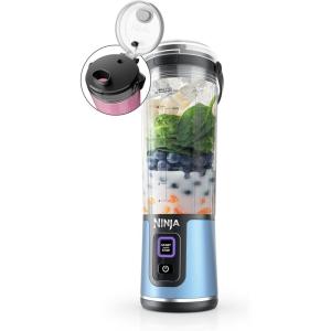 image:imageNinja Blast Portable Blender Cordless 18oz Vessel Personal Blender ForShakes and Smoothies BPA Free LeakproofLid and Sip Spout USBC Rechargeable Dishwasher Safe Metallic Black BC151MBMetallic Blue