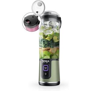 image:imageNinja Blast Portable Blender Cordless 18oz Vessel Personal Blender ForShakes and Smoothies BPA Free LeakproofLid and Sip Spout USBC Rechargeable Dishwasher Safe Metallic Black BC151MBMetallic Green