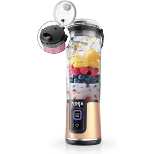 image:imageNinja Blast Portable Blender Cordless 18oz Vessel Personal Blender ForShakes and Smoothies BPA Free LeakproofLid and Sip Spout USBC Rechargeable Dishwasher Safe Metallic Black BC151MBMetallic Copper