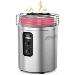 image:imageNinja Fireside360 Outdoor Heater amp Fire Pit  3 Modes Flame Only Heat Only Flame amp Heat  Portable for Patio Deck Camping Easy Control Smokeless Flames  Push to Start Ignition  Steel  OF101SLStainless Steel