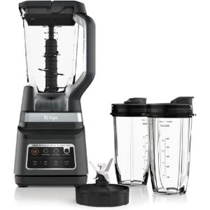 image:imageNinja DB751A Pro Plus DUO Blender 1400W AutoIQ 3 Modes Smoothies Frozen Drinks 72oz Pitcher 2x24oz Cups Pro Blades BlackStainless Renewed