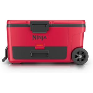 image:imageNinja FrostVault  65qt Wheeled Cooler with Cold Dry Zone  Integrated FridgeTemp Dry Storage Drawer  Premium HeavyDuty Insulated Cooler  Keeps Ice Cold for Days  Strawberry Rhubarb  FB265BPTrue Red
