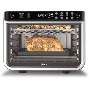image:imageNinja Double Oven Pro Smart XL Countertop Oven amp Air Fryer  302 Qt Capacity  12in1 with Smart Finish amp DualZone Tech to Cook 2 Meals at Once  Fits up to 45lb Chicken  Stainless Steel  DCT801SilverPiano Black