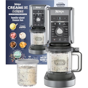 image:imageNinja CREAMi Deluxe Ice Cream Maker  11in1 Create Frozen Desserts Sorbet Milkshakes Yogurt amp More  Includes 2 Dishwasher Safe XL 24 Oz Tubs with storage lids  Blue  NC501NDCREAMi Deluxe 11in1 w 2 Pints Sliver