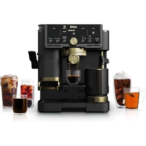 image:imageNinja Luxe Caf Pro designed by David Beckham Espresso Machine Drip Coffee Cold Brew Hot Water Integrated Tamper Builtin Grinder HandsFree Frother for Lattes amp More BlackGold ES771BKBlackGold