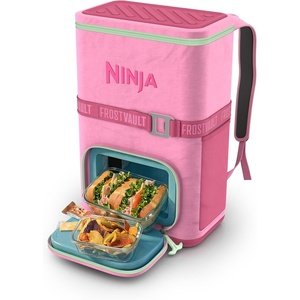 image:imageNinja Backpack Cooler  FrostVault Go 24 Can Soft Cooler  Leakproof Zipper with Built in Can Opener 2 Ice Packs amp Dry Storage Drawer  for Hiking Camping amp More  Daffodil Daze  FF124YLStrawberry Rhubarb