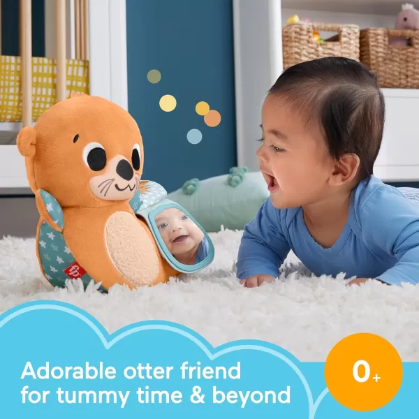 FISHERPRICE BABY Plush Sensory Toy 2in1 Rockin Tummy Time Otter with Soft Book for Newborn Tummy Time