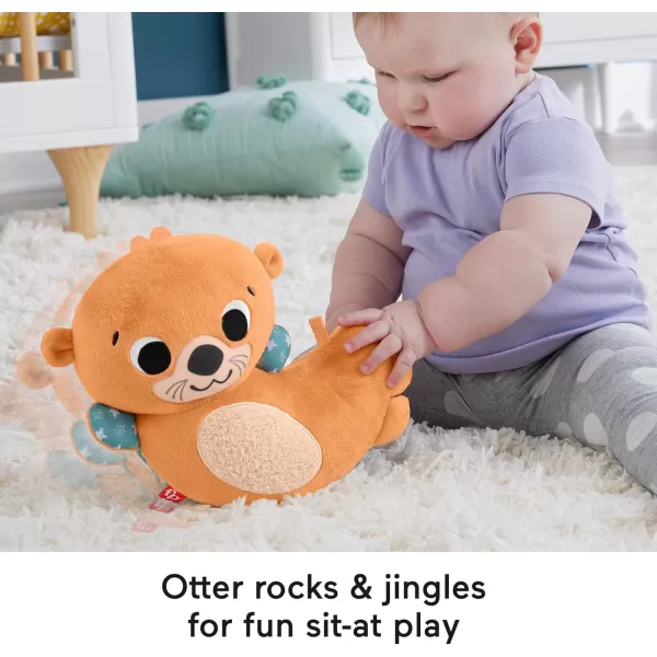 FISHERPRICE BABY Plush Sensory Toy 2in1 Rockin Tummy Time Otter with Soft Book for Newborn Tummy Time