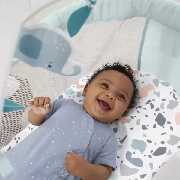 FisherPrice Baby Bedside Sleeper Soothing Motions Bassinet with Lights Music Vibrations ampamp Toy Mobile for Newborns 0 Months WindmillPacific Pebble