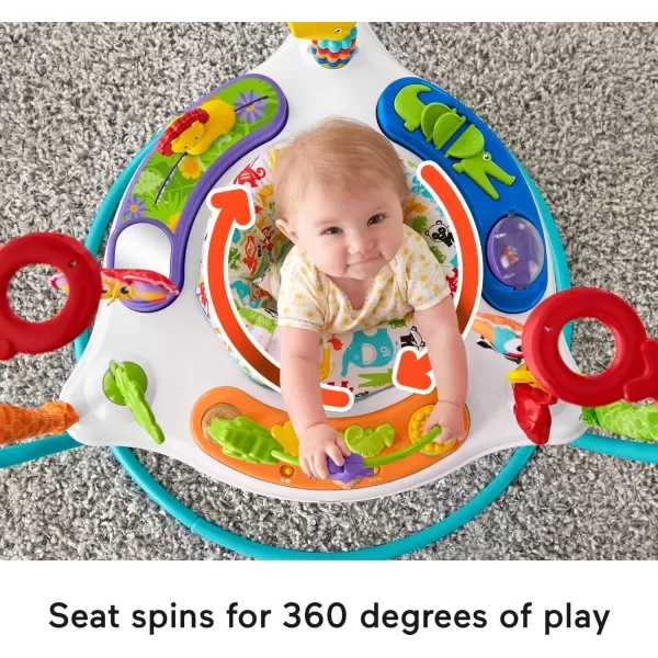 FisherPrice Baby Bouncer Animal Activity Jumperoo Musical Play Center with Lights Sounds ampamp Developmental ToysAnimal ActivityBlue