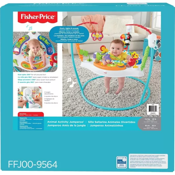 FisherPrice Baby Bouncer Animal Activity Jumperoo Musical Play Center with Lights Sounds ampamp Developmental ToysAnimal ActivityBlue