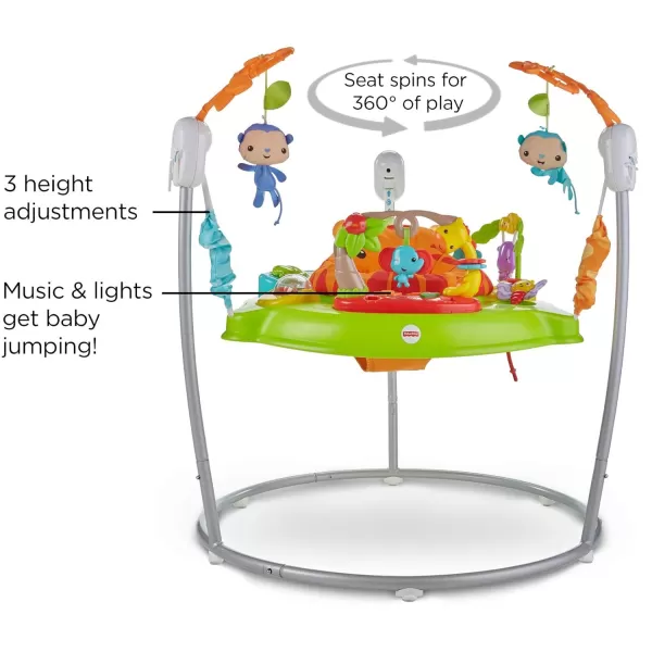 FisherPrice Baby Bouncer Animal Activity Jumperoo Musical Play Center with Lights Sounds ampamp Developmental ToysBright ColorsTiger Time