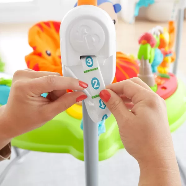 FisherPrice Baby Bouncer Animal Activity Jumperoo Musical Play Center with Lights Sounds ampamp Developmental ToysBright ColorsTiger Time