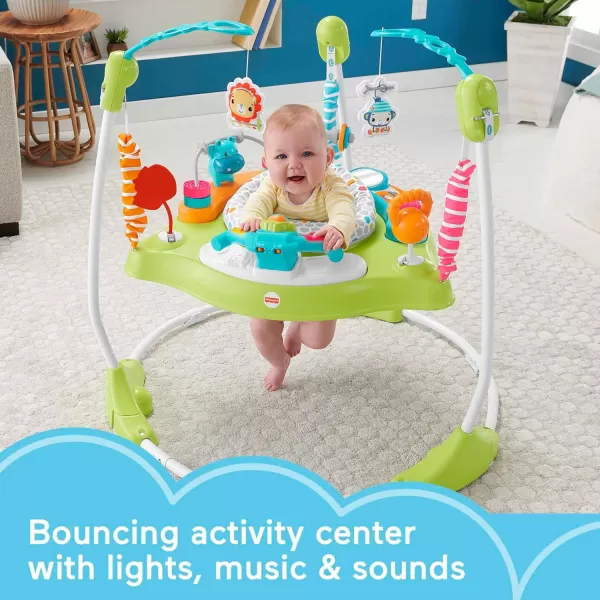 FisherPrice Baby Bouncer Pink Petals Jumperoo Musical Activity Center with Lights Sounds ampamp Developmental ToysFitness Fun Jumperoo