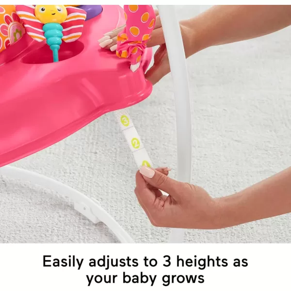 FisherPrice Baby Bouncer Pink Petals Jumperoo Musical Activity Center with Lights Sounds ampamp Developmental ToysPink Flowers Jumperoo