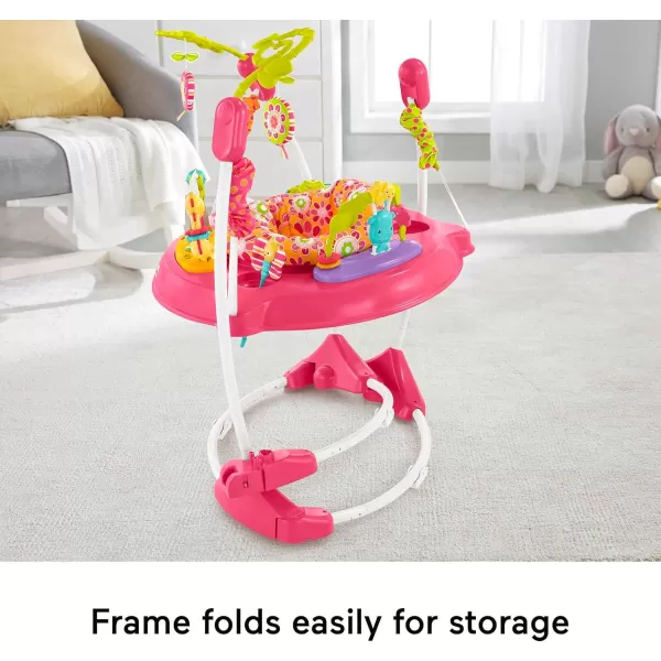 FisherPrice Baby Bouncer Pink Petals Jumperoo Musical Activity Center with Lights Sounds ampamp Developmental ToysPink Flowers Jumperoo
