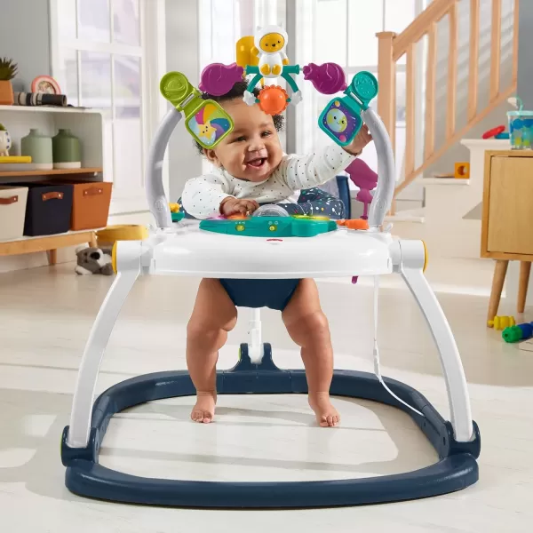FisherPrice Baby Bouncer SpaceSaver Jumperoo Activity Center with Lights Sounds and Folding Frame Sweet SnugapuppyAstro Kitty
