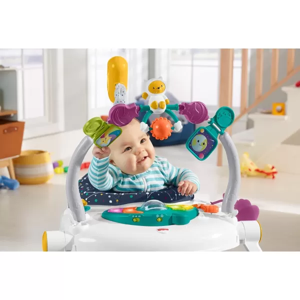 FisherPrice Baby Bouncer SpaceSaver Jumperoo Activity Center with Lights Sounds and Folding Frame Sweet SnugapuppyAstro Kitty