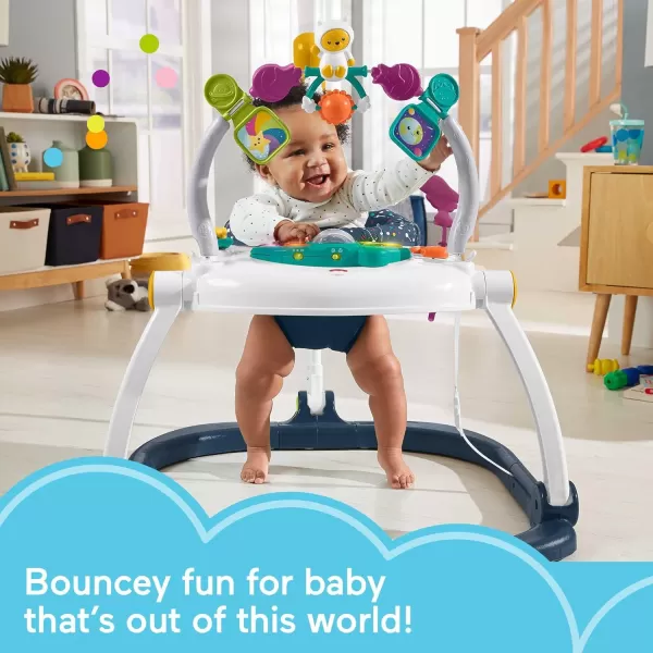 FisherPrice Baby Bouncer SpaceSaver Jumperoo Musical Activity Center with Lights Sounds ampamp Developmental Toys Puppy PerfectionSpace