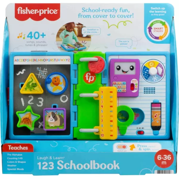 FisherPrice Baby Learning Toy Laugh ampamp Learn 123 Schoolbook with Music Lights ampamp Activities for Developmental Play Infants Ages 6 Months