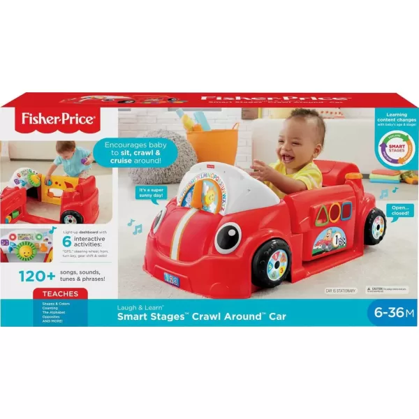 FisherPrice Baby Learning Toy Laugh ampamp Learn Crawl Around Car Activity Center with Smart Stages for Infants Ages 6 Months Blue Amazon ExclusiveRed
