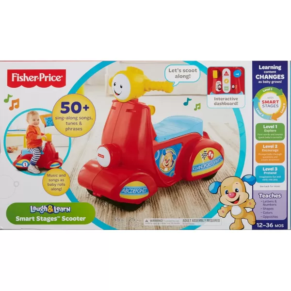 FisherPrice Baby Learning Toy Laugh ampamp Learn Smart Stages Scooter RideOn with Music for Developmental Play Toddlers Ages 1 Years