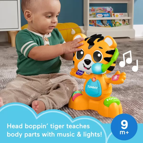 FisherPrice Baby Learning Toy Link Squad Bop ampamp Groove Tiger with Music ampamp Lights for Ages 9 Months Compatible Only with Link Squad Items