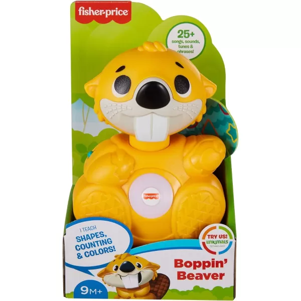 FisherPrice Baby Learning Toy Linkimals Boppin Beaver with Music ampamp Lights for Infants Ages 9 Months Compatible Only with Linkimals Items