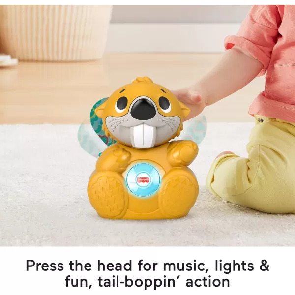 FisherPrice Baby Learning Toy Linkimals Boppin Beaver with Music ampamp Lights for Infants Ages 9 Months Compatible Only with Linkimals Items
