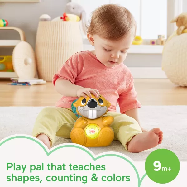 FisherPrice Baby Learning Toy Linkimals Boppin Beaver with Music ampamp Lights for Infants Ages 9 Months Compatible Only with Linkimals Items