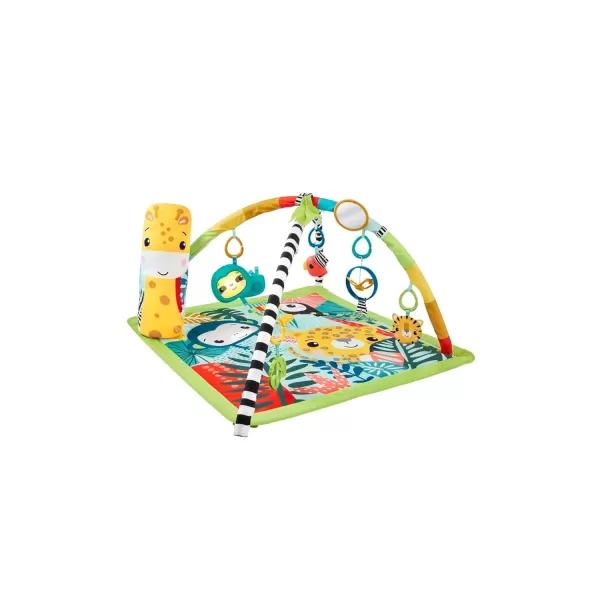 FisherPrice Baby Playmat 3in1 Rainforest Sensory Gym with Music ampamp Lights Tummy Wedge ampamp 5 Developmental Toys for Newborns 0 Months