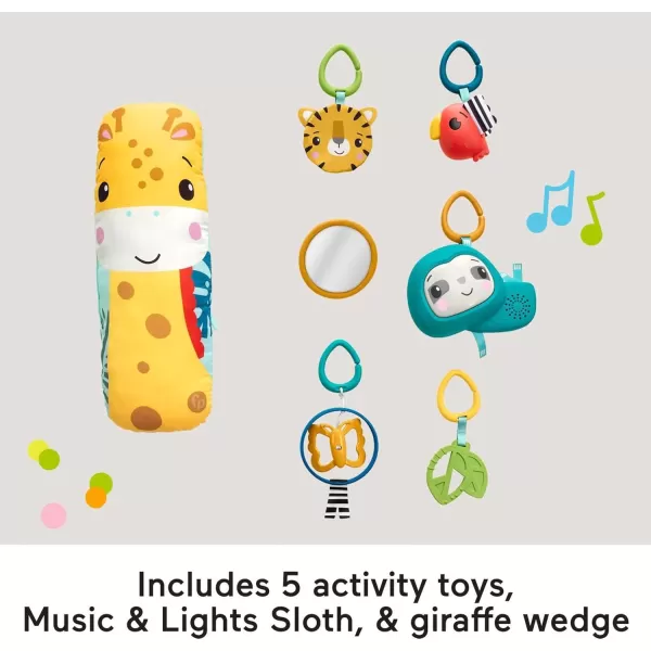 FisherPrice Baby Playmat 3in1 Rainforest Sensory Gym with Music ampamp Lights Tummy Wedge ampamp 5 Developmental Toys for Newborns 0 Months