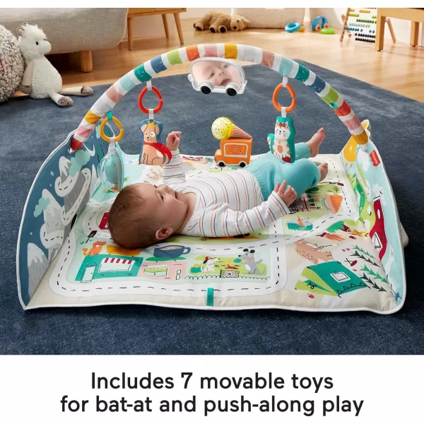 FisherPrice Baby Playmat Activity City Gym to Jumbo Toddler Vehicle Mat with Music ampamp Lights for Developmental Play Newborns Ages 0 MonthsActivity City Play Mat