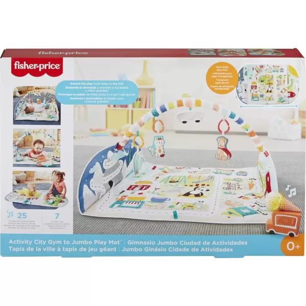 FisherPrice Baby Playmat Activity City Gym to Jumbo Toddler Vehicle Mat with Music ampamp Lights for Developmental Play Newborns Ages 0 MonthsActivity City Play Mat