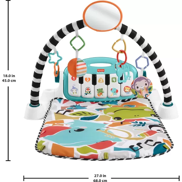 FisherPrice Baby Playmat Kick ampamp Play Piano Gym with Musical and Sensory Toys for Newborn to Toddler Navy FawnLight Blue