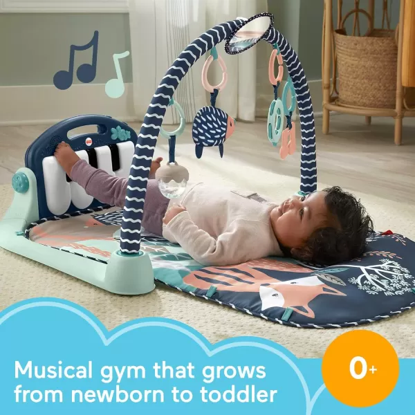 FisherPrice Baby Playmat Kick ampamp Play Piano Gym with Musical and Sensory Toys for Newborn to Toddler Navy FawnNavy