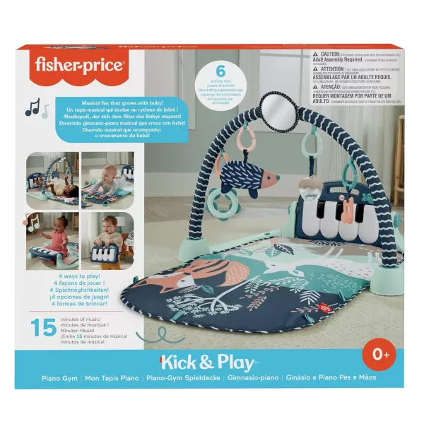 FisherPrice Baby Playmat Kick ampamp Play Piano Gym with Musical and Sensory Toys for Newborn to Toddler Navy FawnNavy