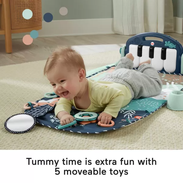 FisherPrice Baby Playmat Kick ampamp Play Piano Gym with Musical and Sensory Toys for Newborn to Toddler Navy FawnNavy