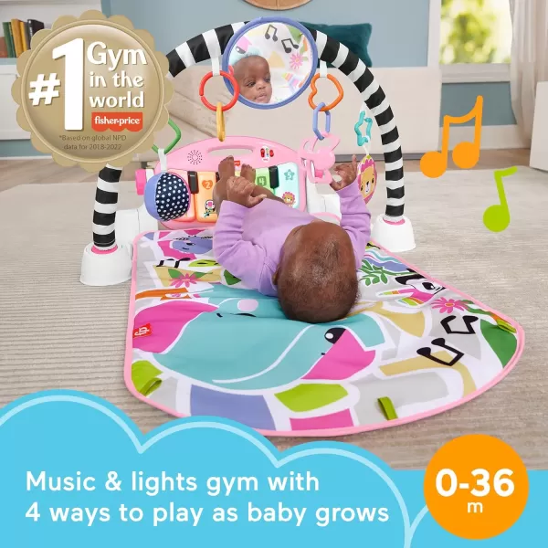 FisherPrice Baby Playmat Kick ampamp Play Piano Gym with Musical and Sensory Toys for Newborn to Toddler Navy FawnPink