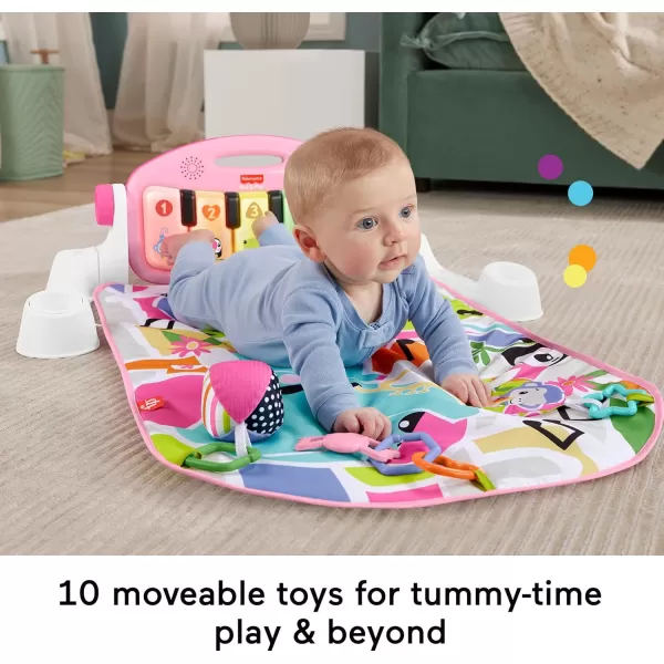 FisherPrice Baby Playmat Kick ampamp Play Piano Gym with Musical and Sensory Toys for Newborn to Toddler Navy FawnPink