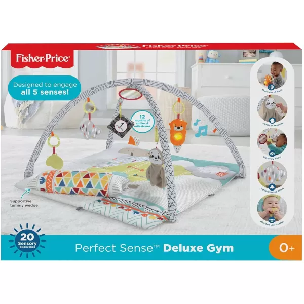 FisherPrice Baby Playmat Perfect Sense Deluxe Gym with Tummy Time Wedge ampamp Sensory Activities for Developmental Play Newborns Ages 0 Months