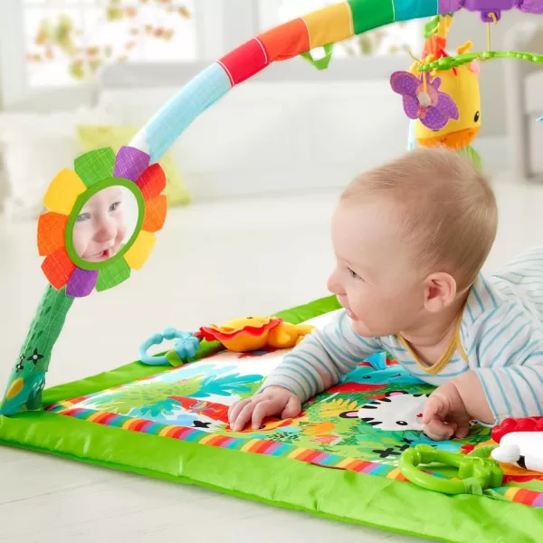 FisherPrice Baby Playmat Rainforest Music ampamp Lights Deluxe Gym with 10 Activities ampamp Toys for Developmental Play for Newborns Ages 0 Months